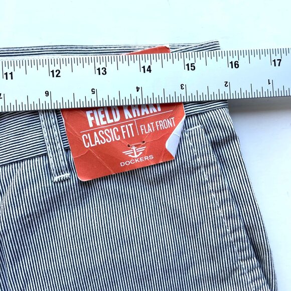 Dockers Pacific Field Khaki Classic Fit Flat Front‎ Pants 30x30 Striped Casual - Picture 7 of 12